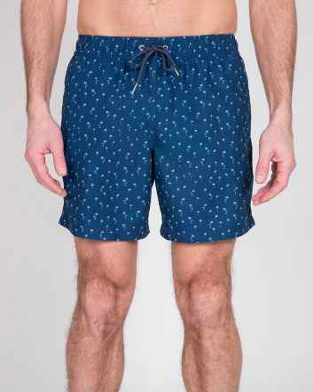 Slate & Stone Novelty Swim Shorts in Navy Mini Palm — CARY LANE